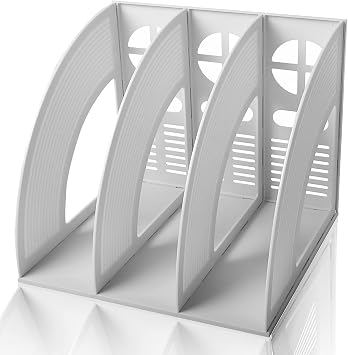 Lemical 3 Compartments Open Section Magazine File Holder Desk Organizer Book Rack Office Home Document Storage File Rack Kitchen Tool Organizer Grey