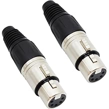 5-Pin XLR Cable Connector XLR 5 Pin Female Plug Connector Mic Cable Plug Audio Adapter for Microphone,Mixers,Black+Silver,2 Pack