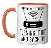 Have you tried turning it off and on again Ceramic Mug, Orange/White