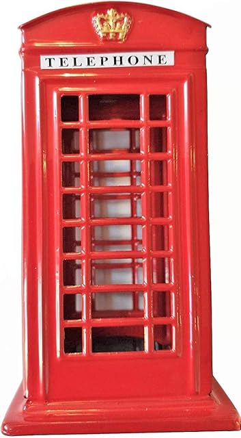 Red Telephone Box Money Box - Small / Metal with Plastic Parts / British Phone Booth Piggy Bank / United Kingdom Coin Saver / Savings Storage / Souvenir from London England for Children and Adults