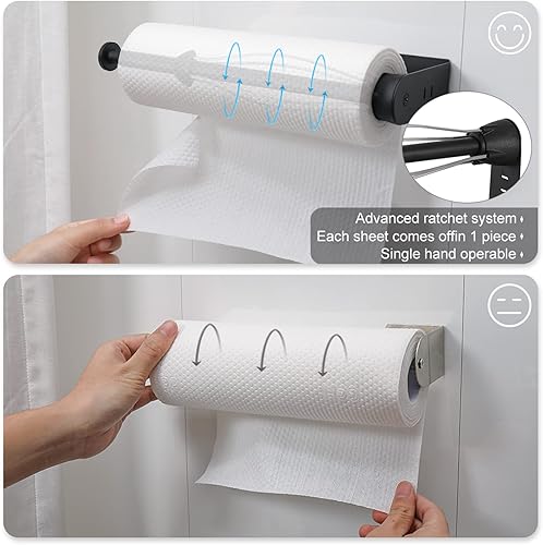 Miniatura 4 de DZDY Soporte para toallas de papel papel de montaje en pared de una sola mano efecto de amortiguación adhesivo o tornillo para baño cocina