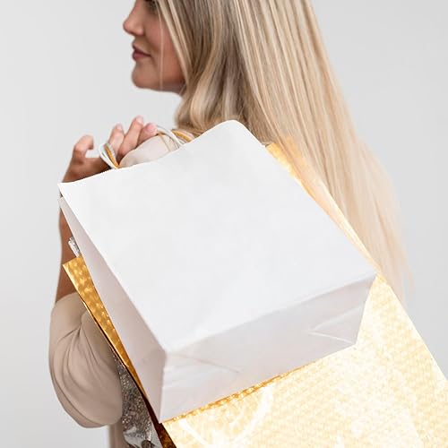 Miniatura 6 de TOWRAP Bolsas de papel kraft 25 piezas de 11 x 5.9 x 11 pulgadas, bolsas de regalo marrones con asas a granel, bolsas de fiesta, bolsas de compras,