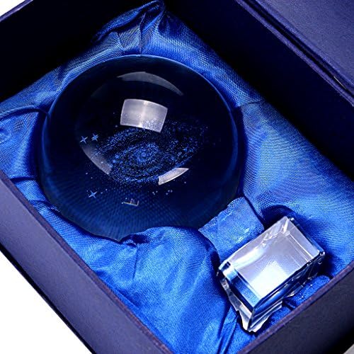 IGNPION Galaxy K9 Crystal Ball Glass Sphere Display Globe Paperweight Healing Meditation Ball with Clear Stand for Creative Gift Home Ornaments(80MM/3")