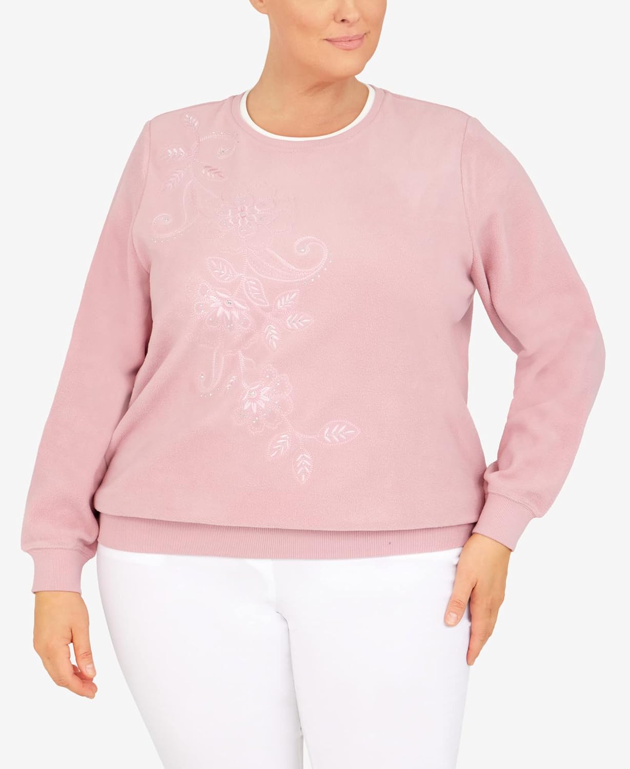 Alfred Dunner Women's Plus-Size Asymmetric Floral Pullover - Image 6