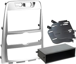 Scosche HY1628SB Double DIN or Single DIN with Storage Pocket Radio Install Dash Kit Compatible with Select 2009-12 Hyundai Genesis with Auto A/C - Car Stereo Installation Kit - See Fit Guide Image