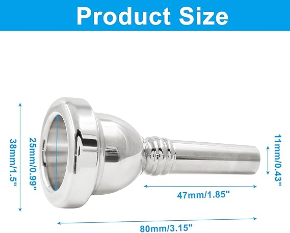 Litoexpe 1 Pcs Trombone Mouthpiece 6 1/2AL, Trombone Instrument Mouthpiece (Silver)