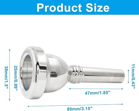 Litoexpe 1 Pcs Trombone Mouthpiece 6 1/2AL, Trombone Instrument Mouthpiece (Silver)