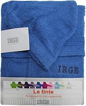 Russo Tessuti Bathrobe with Hood Pockets Sponge Hydro Electric Blue XL