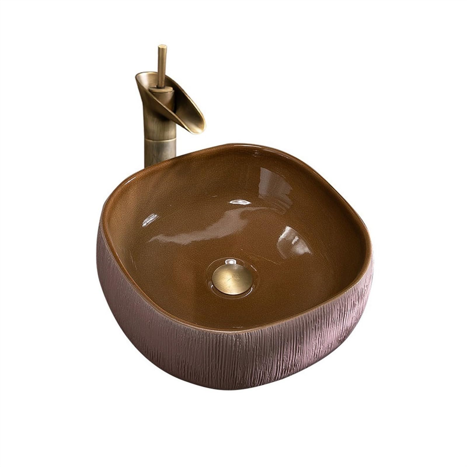 WOTZOV Vessel Sink Drainer Balcony Washbasin Patio Pool Basin Basin Counter Basin Simple Basin Household Countertop Basin Bathroom Bathroom Vessel Sink,