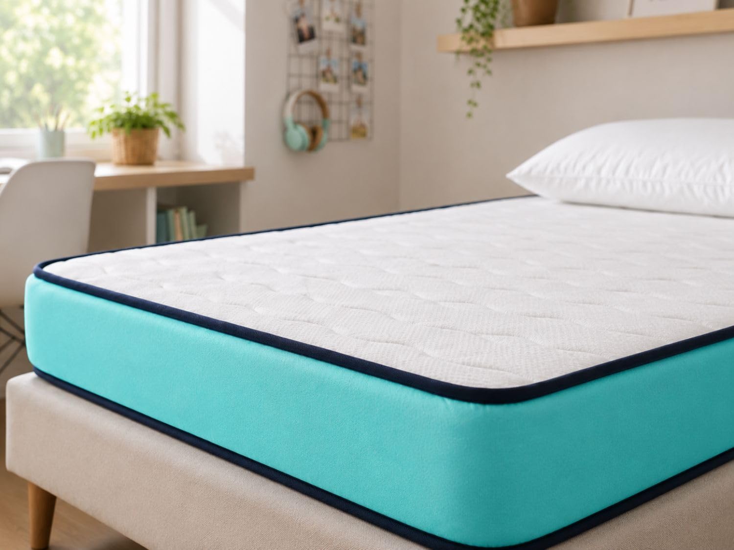 DORMISSIMO Promo Confort materac dziecięcy 90 x 200 cm, wysokość 14 cm, H2 + 1 poduszka z pianki z pamięcią kształtu 90 x 35 cm + 1 ochraniacz na materac 90 x 200 cm