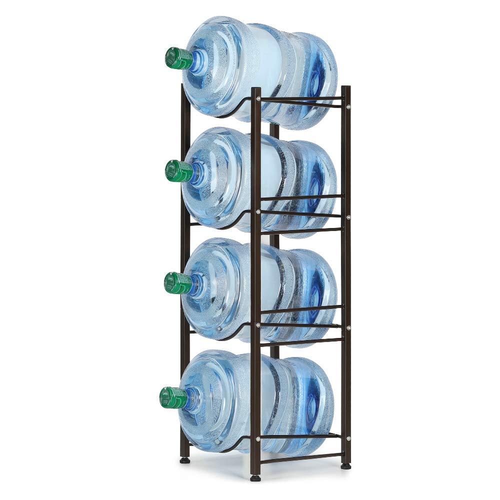 CASAVIDAWater Cooler Jug Rack, 3-Tier Water Bottle Storage Rack Detachable Heavy Duty 3 Gallon Water Bottle Holder Shelf, Bronze 4 Tier brown CASAVIDA-WLB003