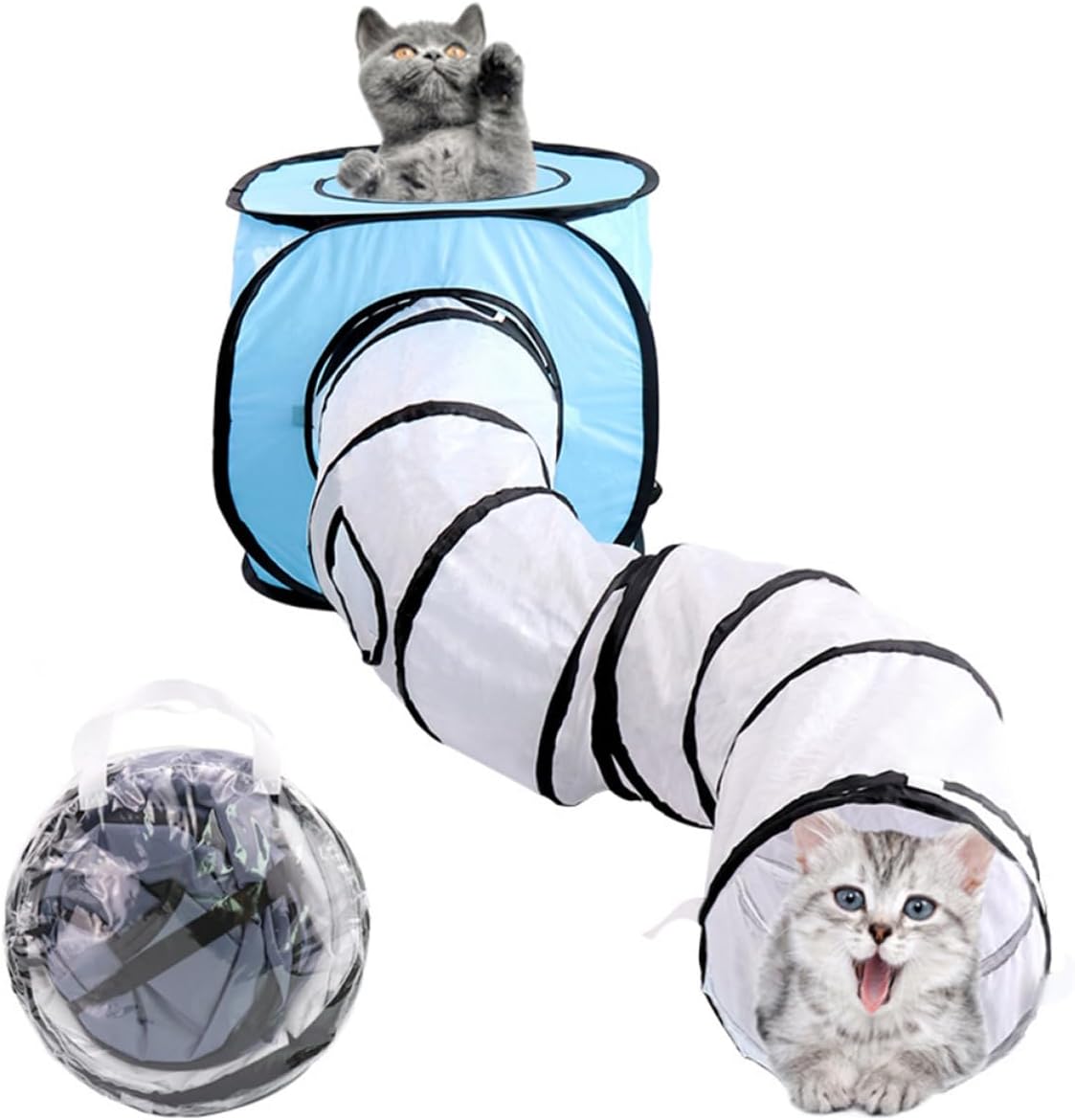 Interactive Cat Tunnel Bed Foldable s Shape Tent for Indoor Outdoors Cats Kitten Toys