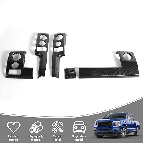Miniatura 4 de para F150 Kit de molduras interiores de fibra de carbono, cubierta del panel de instrumentos y interruptor de faro delantero bisel cubierta para