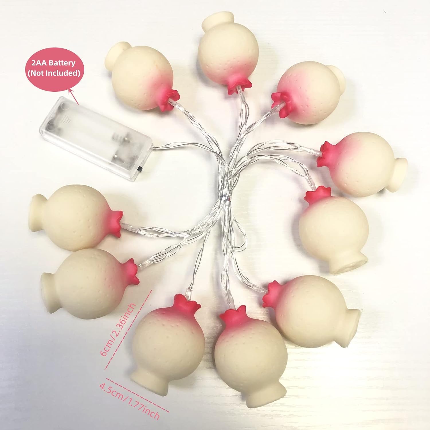 Pomegranate Decor Night Light Pomegranate Fairy String Light Battery Powered for Kitchen Nursery Birthday Christmas Bedroom Decoration (1.65M/10LED, Pomegranate) image 5