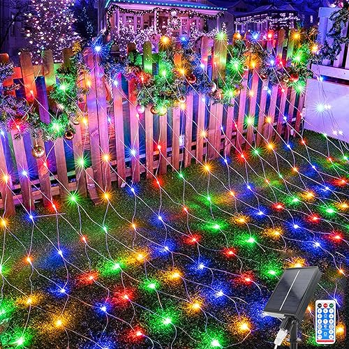 Acxilexy Luces de Red Solares para Exterior, 2 M x 3 M 198 LEDs Red de Luz LED con 8 Modos, Control Remoto, Impermeable Cortina de Luces para Navidad Cortina Balcón Ventanas terraza