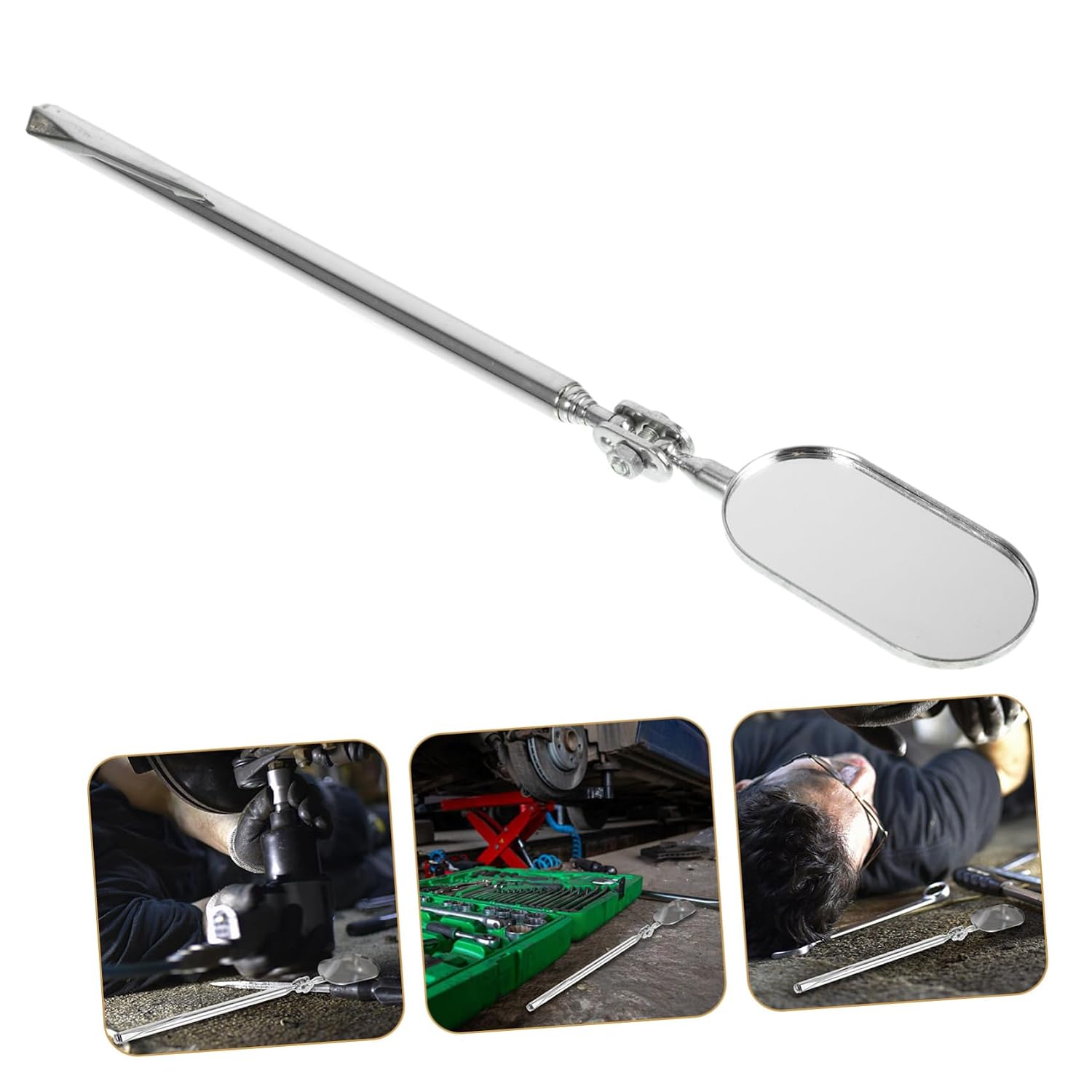 3pcs Auto Mechanic Inspection Mirror Telescoping Inspection Tool Extendable Leak Check Mechanics Mirror Tool