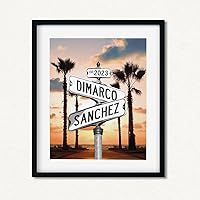 Vista 10 de Señal de calle vintage personalizada para parejas en lienzo, nombres y fecha personalizados, regalos de Navidad para ella o él, regalo del Día