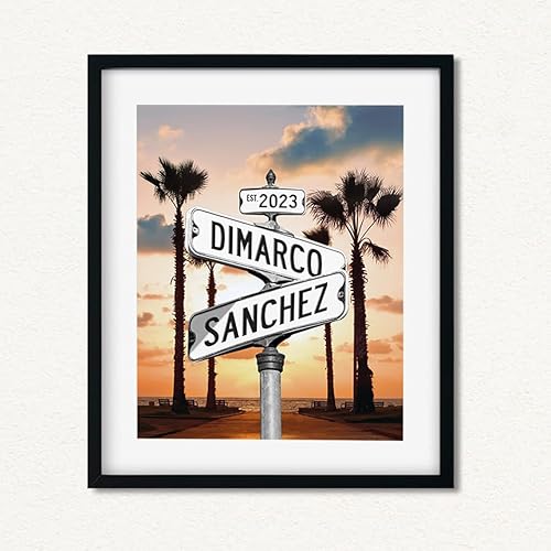 Miniatura 10 de Señal de calle vintage personalizada para parejas en lienzo, nombres y fecha personalizados, regalos de Navidad para ella o él, regalo del Día