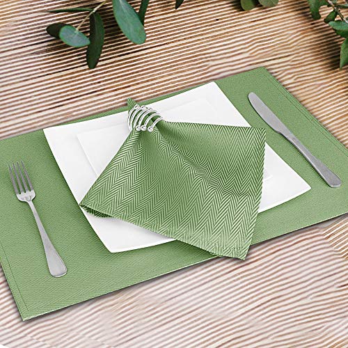 Vcvcoo Cloth Napkins Set Of 6 Herringbone Jacquard Polyester Napkins For Wedding Party Restaurant Kitchen Table Dinner Napkins (Green, 17X17 Inch) #TOP3