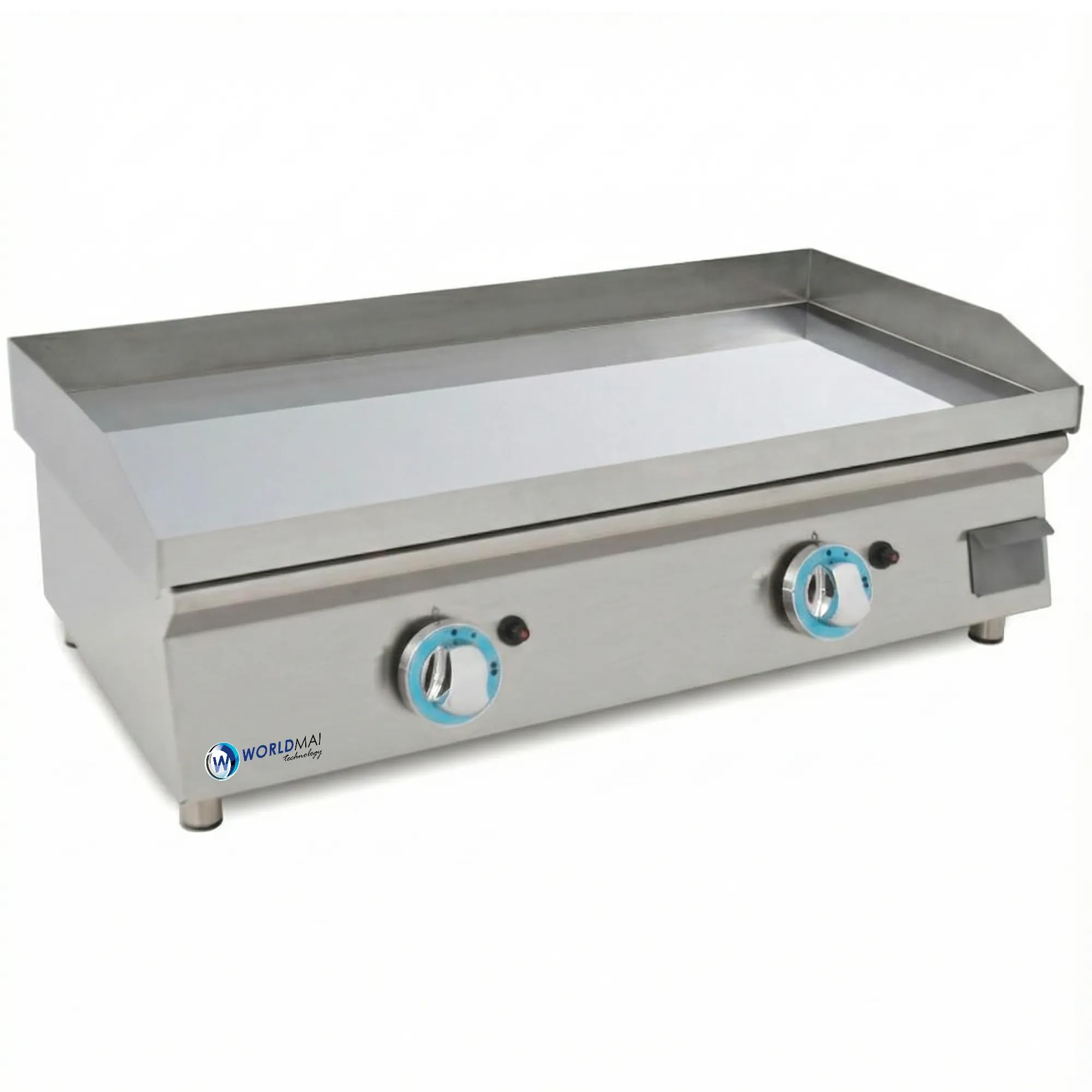 MBH - Plancha à gaz industriel en chrome dur Lux Worldmai de 80 cm pour hôtellerie. Plancha à rôtir professionnelle chromée avec structure en inox pour cuisine de bar et restaurant