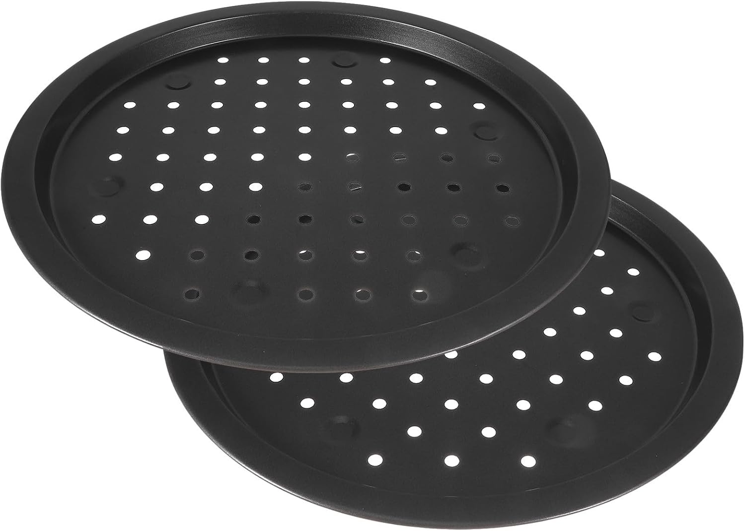 2pcs Non-stick Carbon Steel Pizza Baking Pans round Oven Tray 33cm Heat-resistant Wear-resistant Baking Tray for Kitchen and Afternoon Tea Food