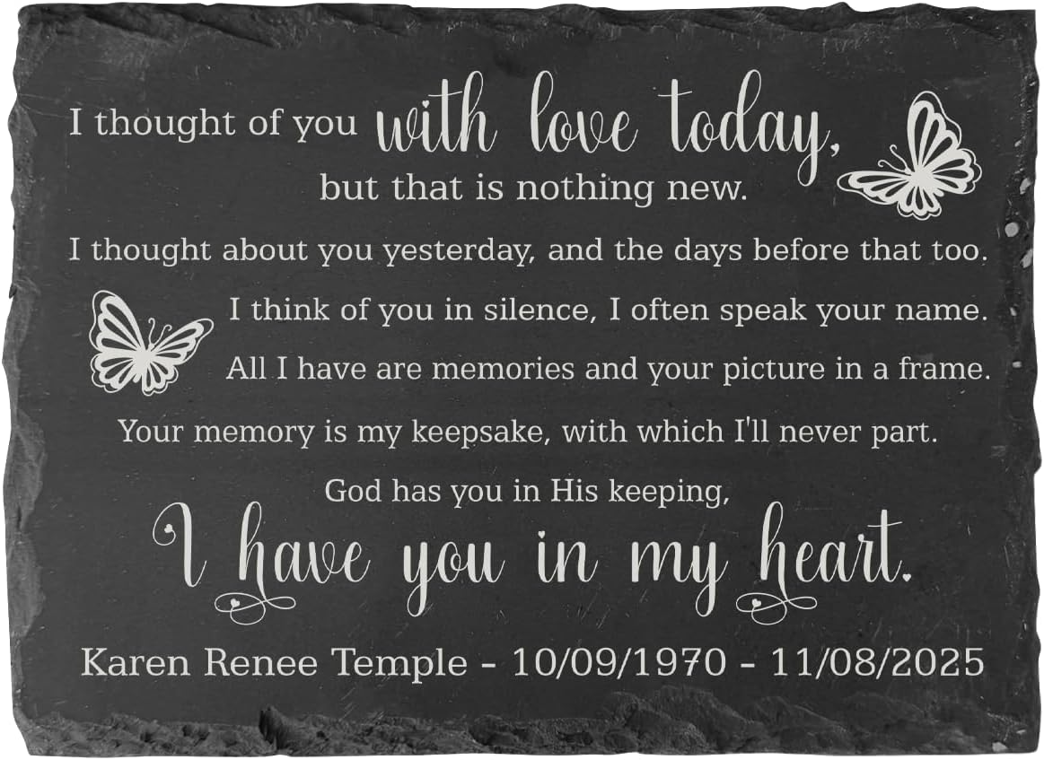 Memorial Stone Personalized - I Thought of You Slate Garden Stepping Stones, Sympathy Gifts for Loss of Loved One, in Loving Memory Plaque (DS1)