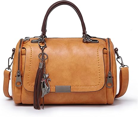 Retro Handbag Shoulder Bag for Women Waterproof Shoulder Bag PU Leather Messenger Bag Work Travel Dating Boston Bag