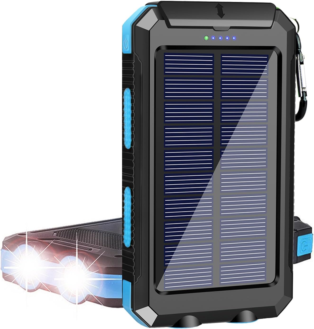 YELOMIN Solar Power Bank,38800Mah Portable Solar Charger,Waterproof Battery Pack Outdoor External Backup Power Charging Adapter Dual Usb 5V Outputs/Led Flashlights,Perfect For Camping Travel