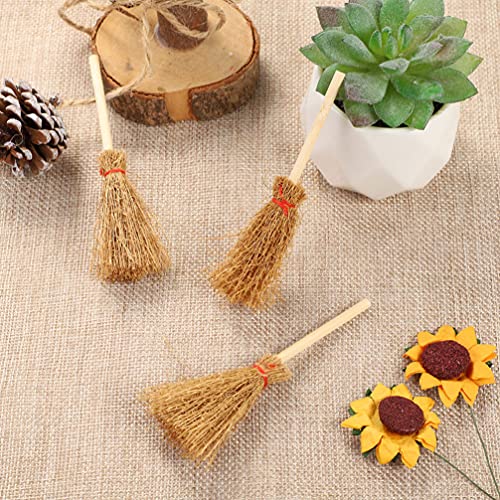 SEWACC 24 Mini-Besen für Puppenhaus-Besen mit braunem Strohbesen zum Basteln, Kleiner Staubbesen – Bild 6