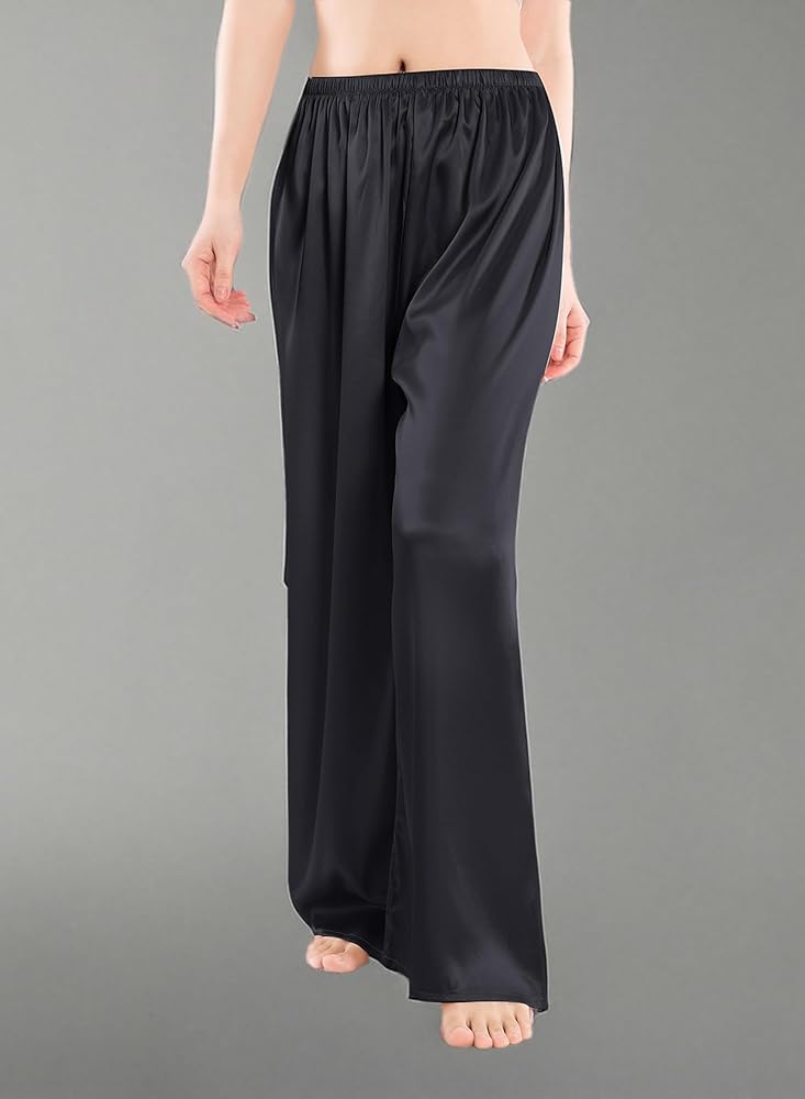 Wantschun Womens Wide Leg Pajama Pants Satin Silk Casual