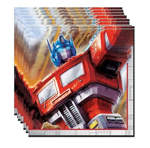 Unique Transformers Party Bundle | Luncheon Napkins, Dinner & Dessert Plates, Table Cover | Great For Action/Robots/Movie Birthday Themed Parties #TOP3