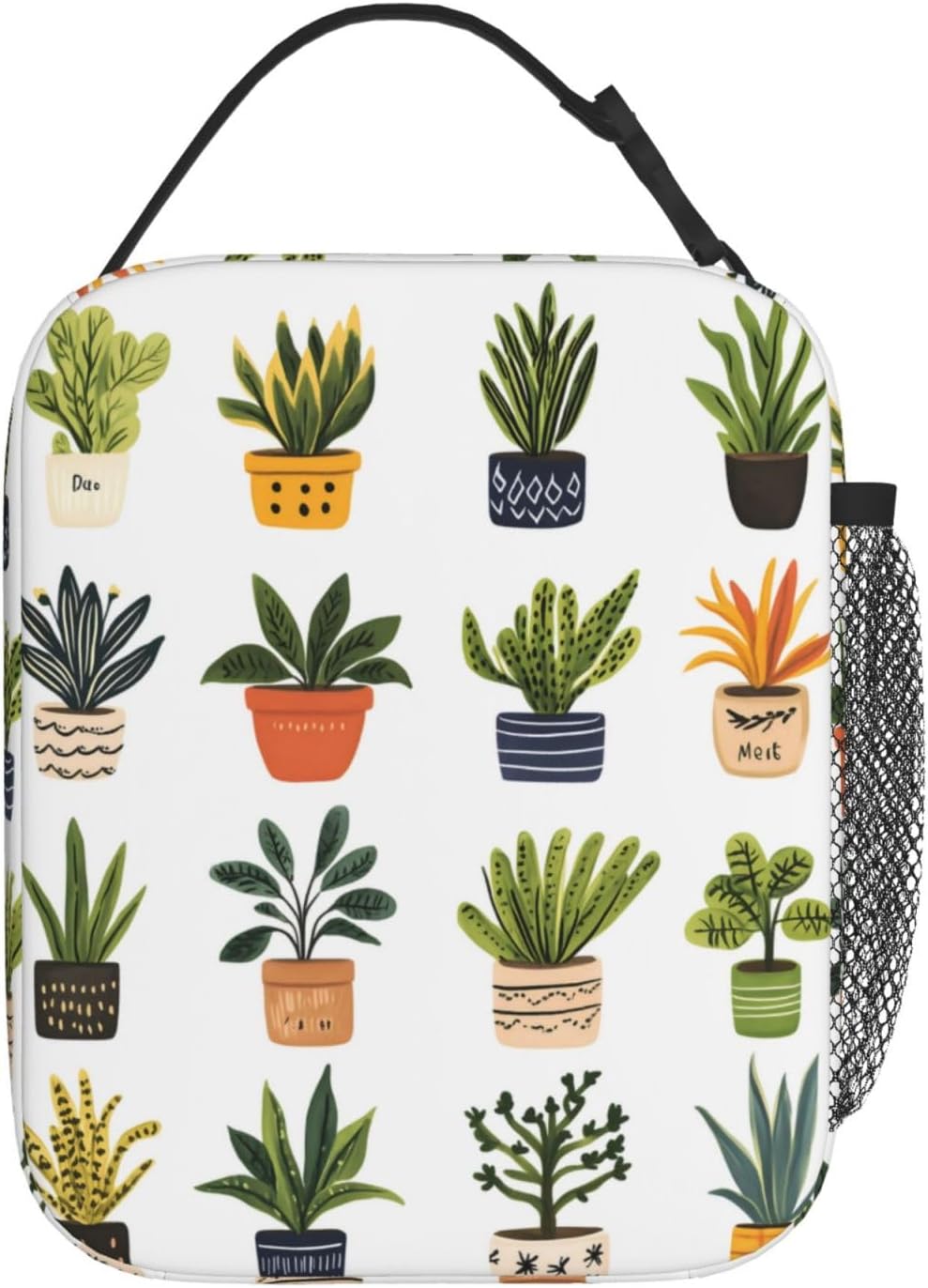 Reusable Potted Plant Lunch Box for Kids Girls Women Adult, Insulated Botanical Succulent and Houseplant Lunch Bag,Polyester Cooler Handbags Case for School Picnic Work Travel Beach or Hiking