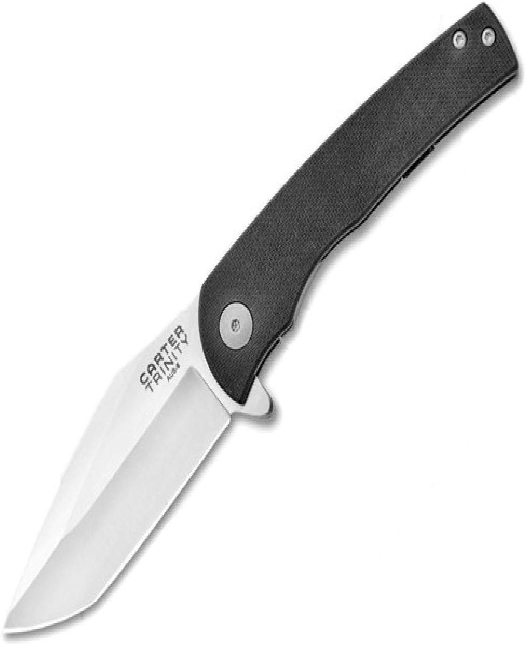 Ontario Knife Company, Carter, Trinity Flipper Knife 3" Satin Plain Blade, Black G10 with Titanium Back Handles