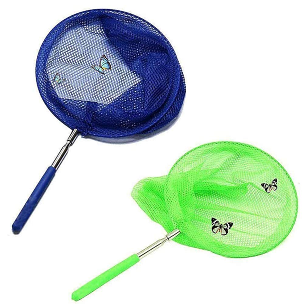2Pcs Butterfly Nets Stainless Telescopic Handle Insect Catch Net Garden Toy for Garden Outdoor Beach Camping - Extendable from 15" to 33"