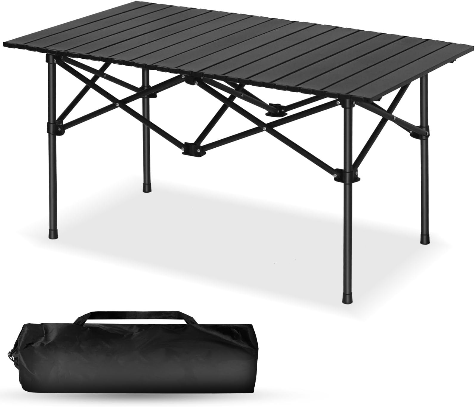 SKY-TOUCH Outdoor Camping Folding Table，Lightweight Folding Table with Aluminum Table Top and Carry Bag, Easy to Carry, Perfect for Outdoor, Picnic, Cooking, Beach, Hiking, Fishing（95×57×50cm）