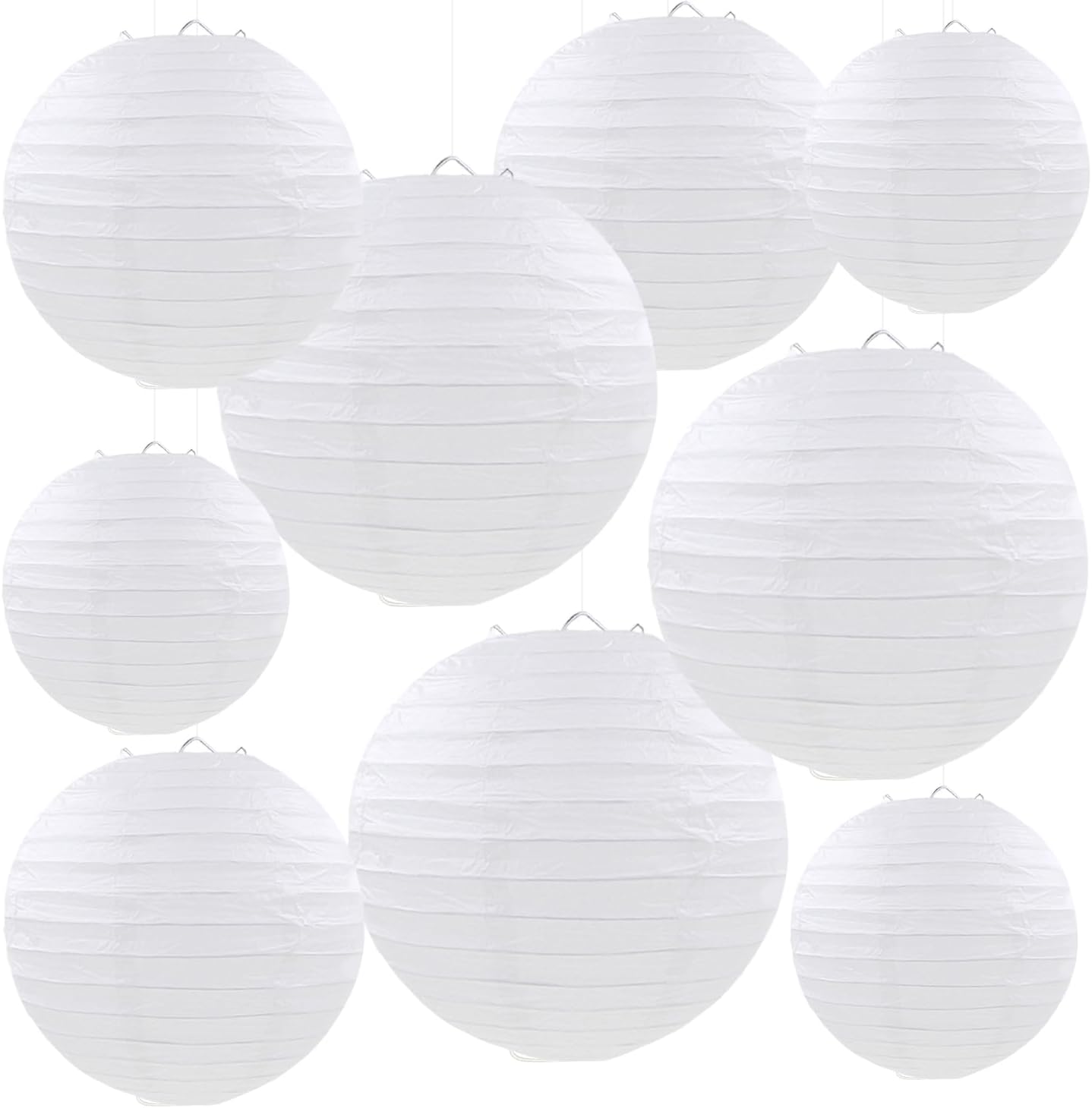 Pink Orange Paper Lanterns Decorative, Round Hanging Paper Lanterns Decorations for Wedding Birthday Home Classroom Party Supplies (9 PCS)