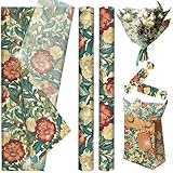 50 Blatt Vintage Blumen Seidenpapier Elegantes botanisches Blumen Geschenkpapier Geschenkbeutel Bastelverpackungen Rot grüne Verpackungen für Geburtstage Hochzeiten Feiertage und Brautpartys