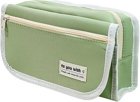 AuraGlor Big Capacity Pencil Case 4 Compartments Large Pencil Pouch Pen Bag Pencil Box Holder Organizer Simple Storage Aesthetic Stationery for Adults Men Women Office Essentials Green