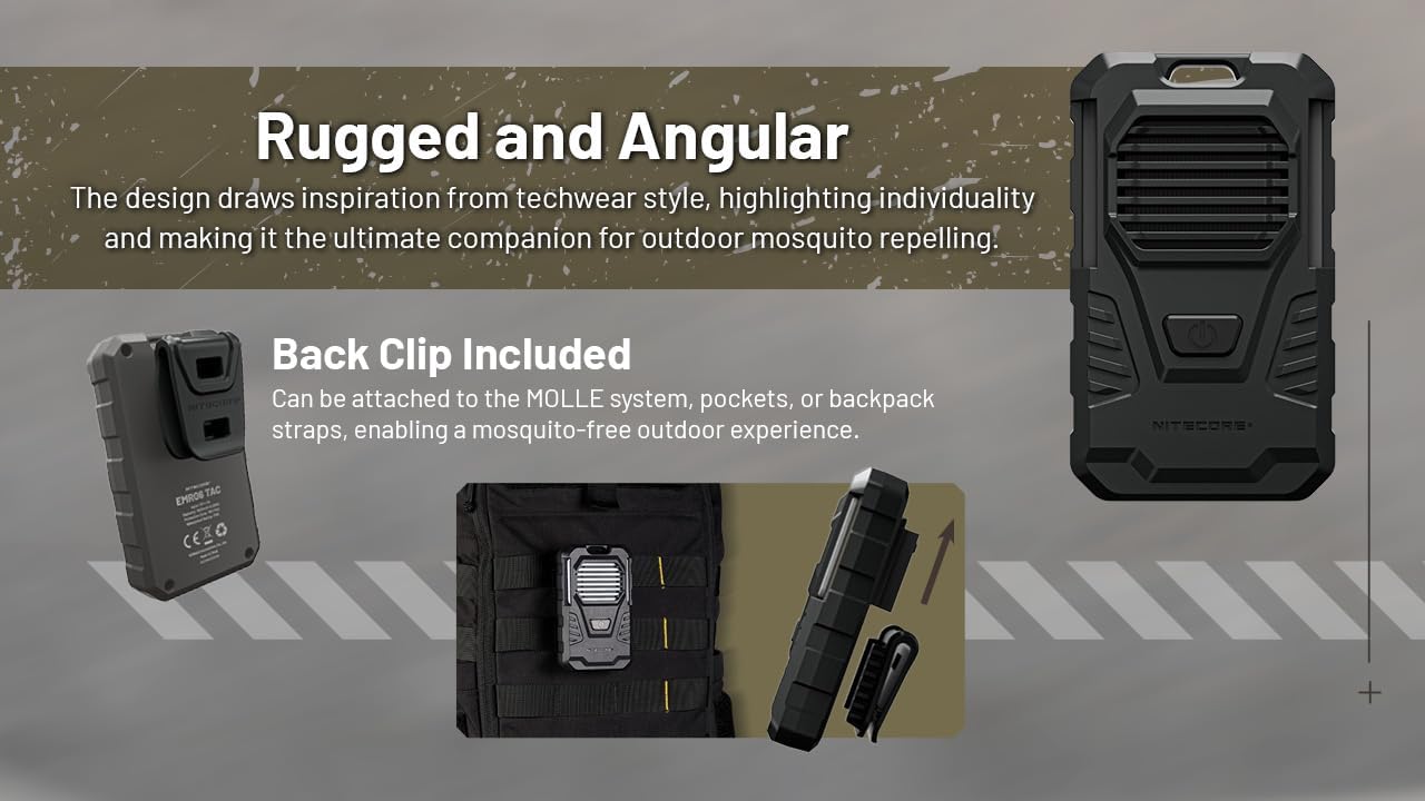 Nitecore EMR06 with back clip attached to a MOLLE system