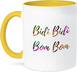 3dRose Bidi Bidi Bom Bom Spanish Mexican Latin Dance Beat Latina Hispanic 15oz Two-Tone Yellow Mug