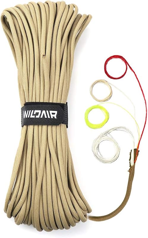 WILDAIR Paracord Survival Paracord Paracaídas Cuerda de supervivencia Cuerdas de supervivencia 4 en 1 Militar de EE. UU. Tipo III con hilo de pescar integrado Yesca iniciadora de fuego