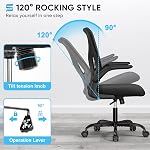 Sytas chaise de bureau, chaise de bureau ergonomique avec 90° Armes antidérapantes pour Space Saving, Mesh Home Office Chaise avec S-Shaped Lombar Support et 300 lbs lourd, chaise de travail d'ordinateur pivotant respirant, noir