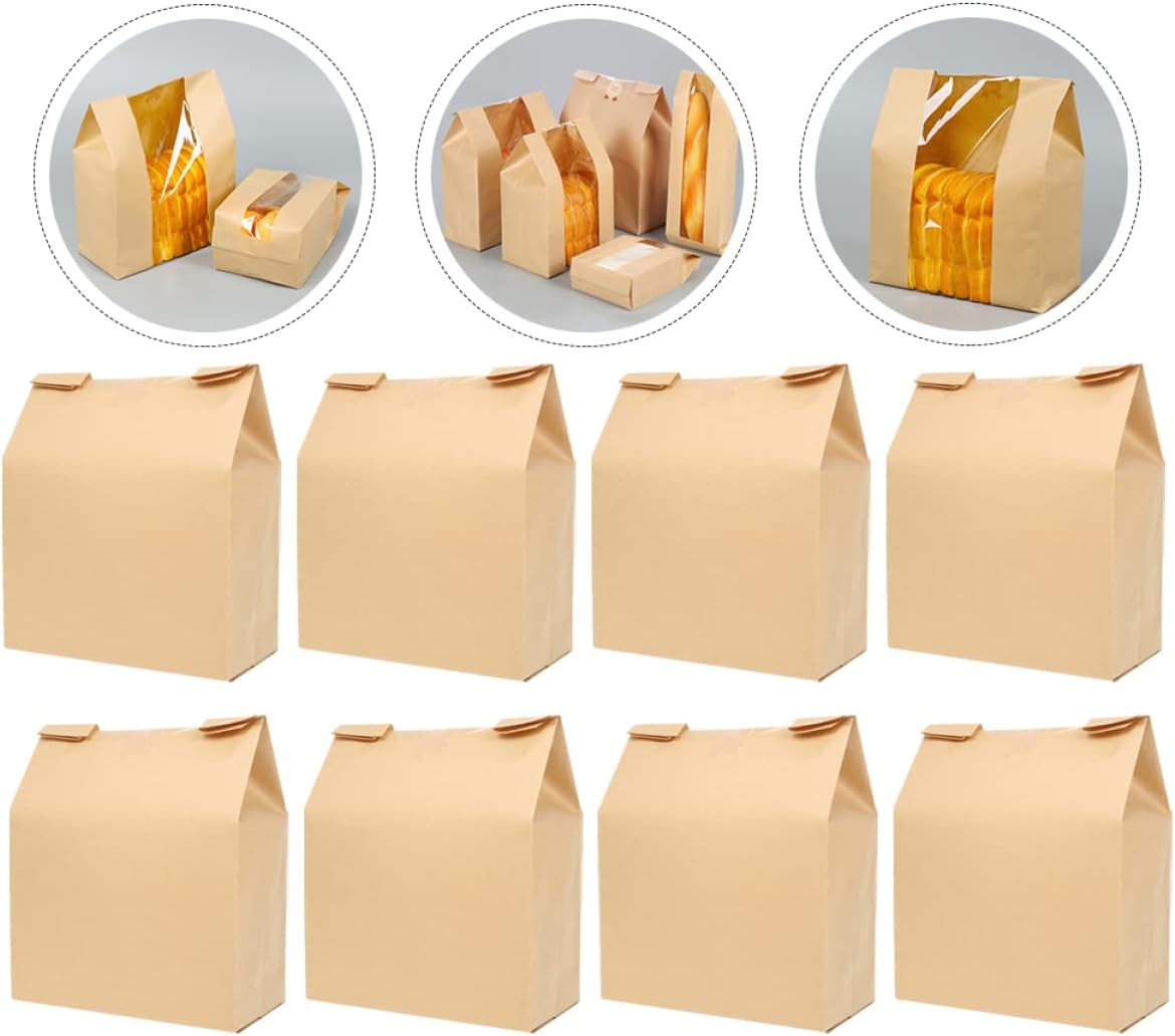 COLLBATH 50 Pack Paper Bread Packaging Bags Toast Wrapping Baking Treat Bags Multi-function Oil-resistant