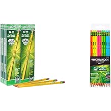 Ticonderoga Wood-Cased Pencils, Unsharpened and Pre-Sharpened, #2 HB Soft 96 Count + 18 Count