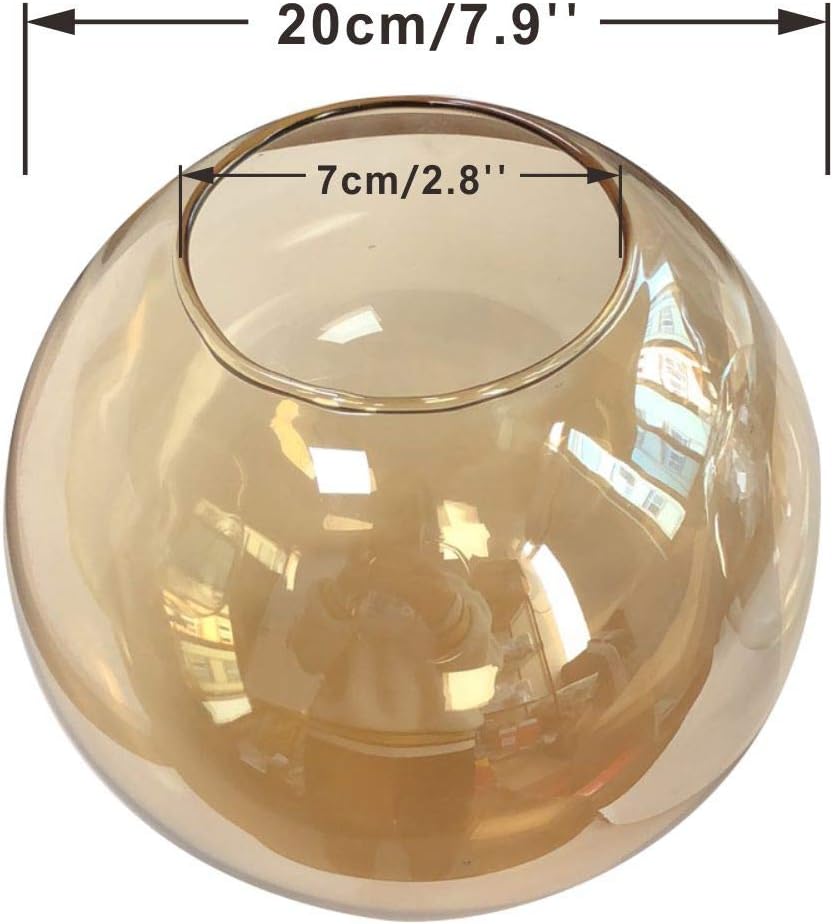 KCO Lighting Replacement Glass Globe Shade for Light Fixtures, Modern Lampshade Glass Accessories for Pendant Wall Sconces (Amber, 7.9 inches) - - 