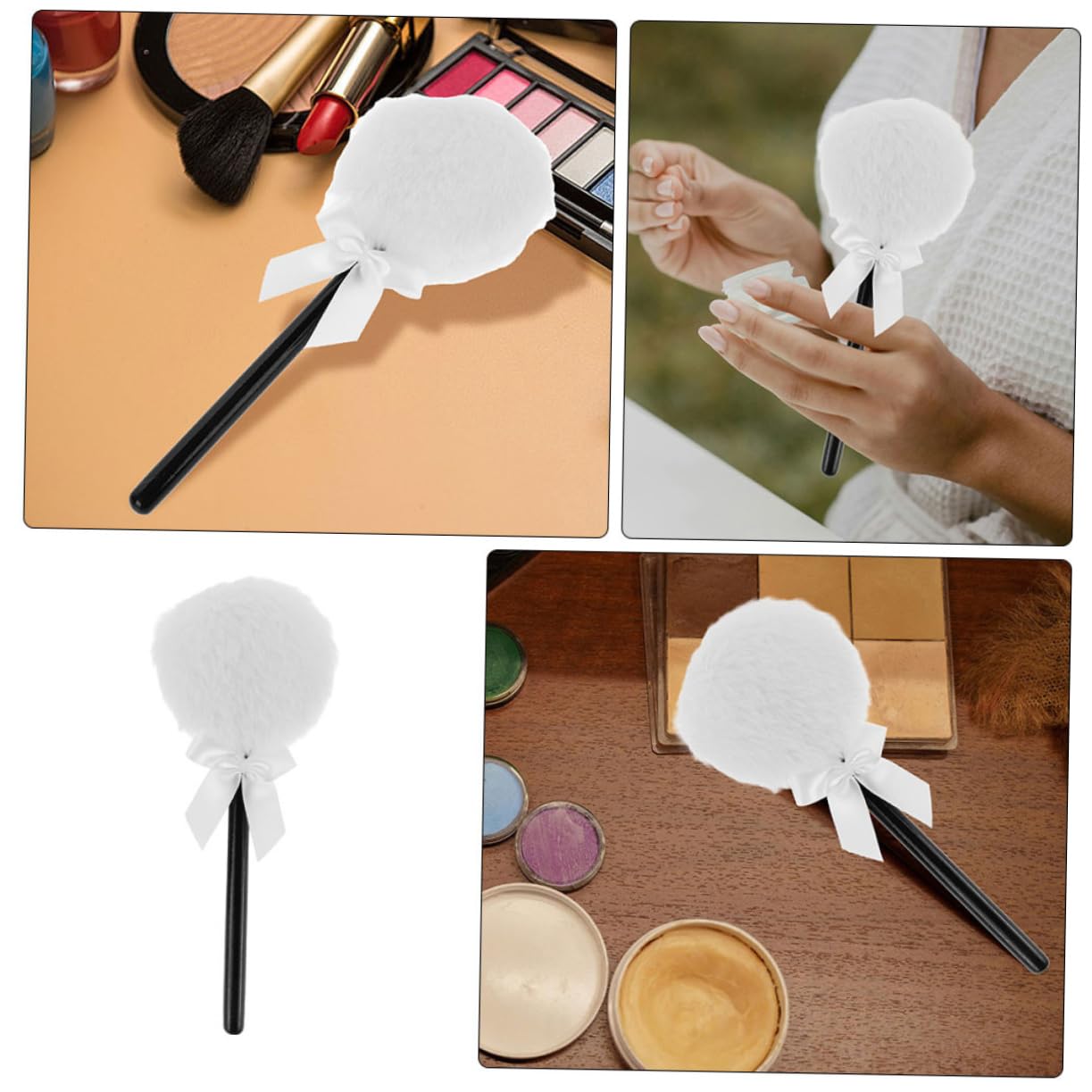 3pcs Bowknot Makeup Puff for Face Body Gentle Powder Puff for Loose Pressed Powder Application for Women Velour Body Applicator