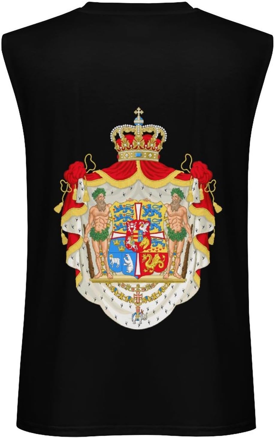Royal Coat of Arms of Denmark Men Summer Sleeveless Crew Neck Top 5XL