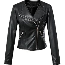Ladies Biker Motorcycle classical FAUX leather Black Color Fashionable outerwear Jacket Sale Amazon