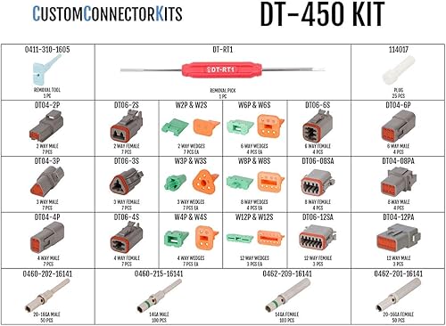 Miniatura 4 de Deutsch DT Series DT-450 kit de conectores con herramienta de prensa conectores eléctricos para automóviles, sellados y ecológicos, calibre de