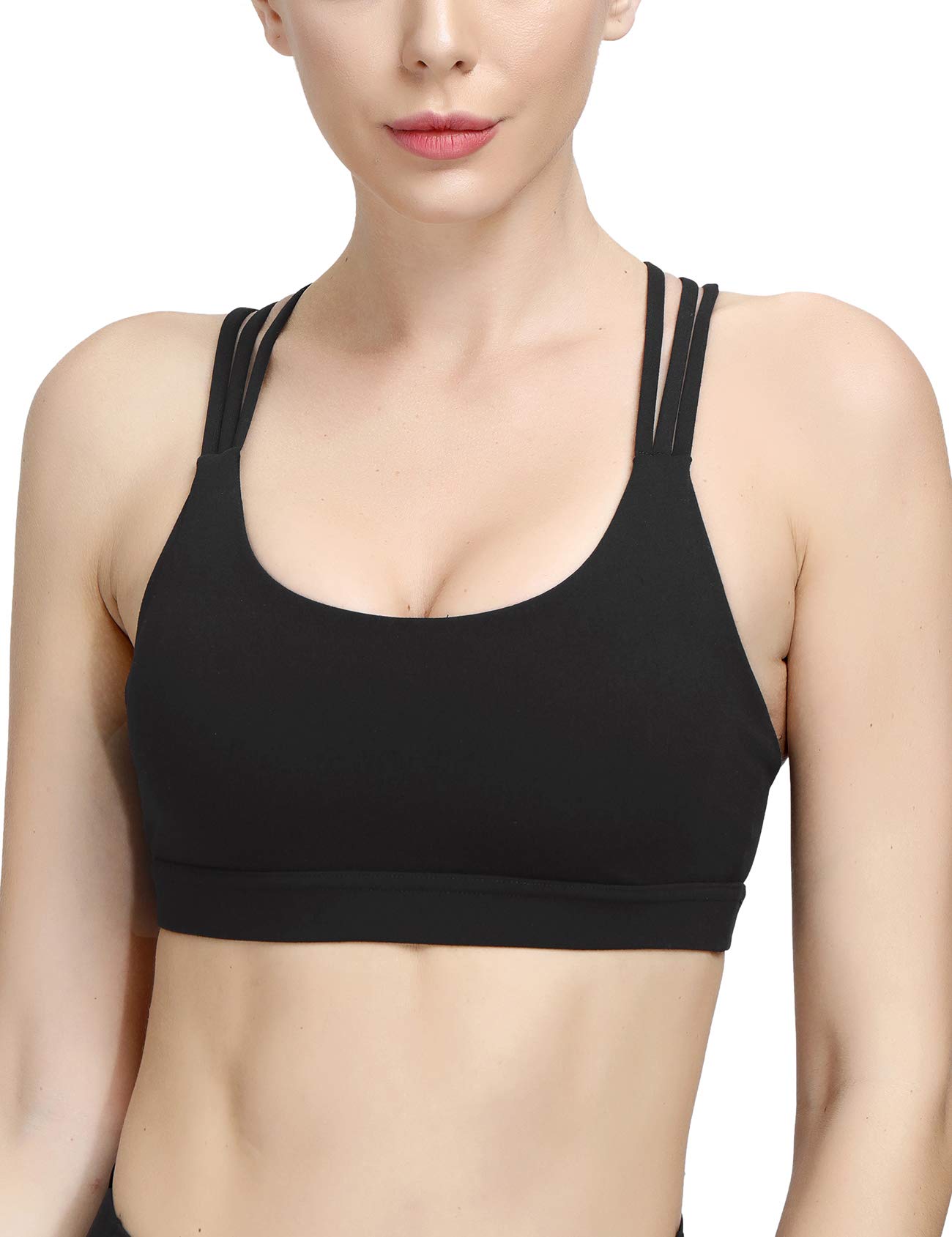 MotoRun Strappy Sport-BHs Criss Cross BH Sexy Rücken Push Up Yoga Gepolstert Bralette für Damen